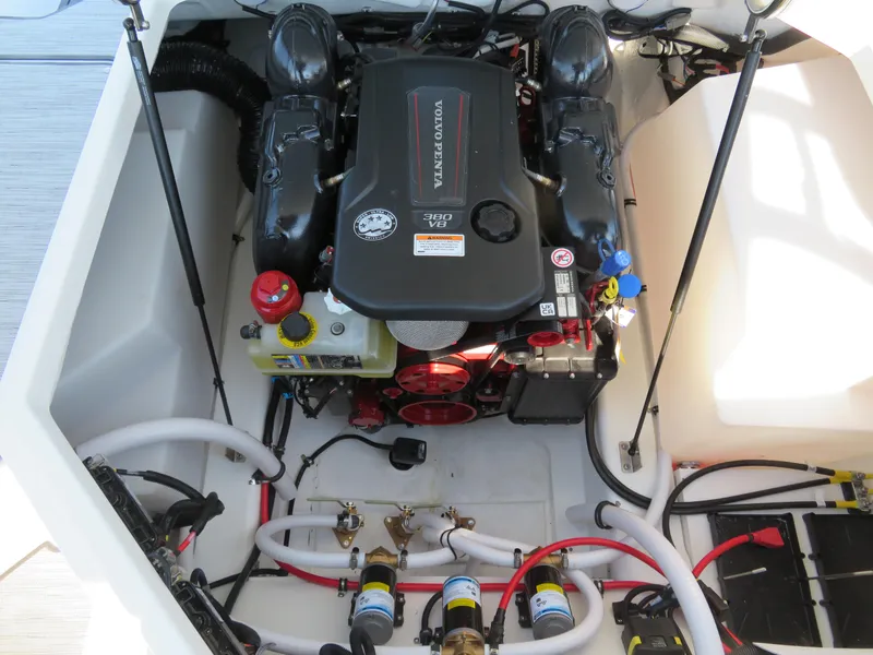 Slide: The Image of 2024 Cobalt R6 Surf engine compartment with detailed components and wiring. - 20
