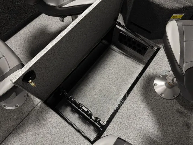 Slide: The Image of 2025 Lund 2075 Fisherman Sport interior storage compartment with seating. - 12