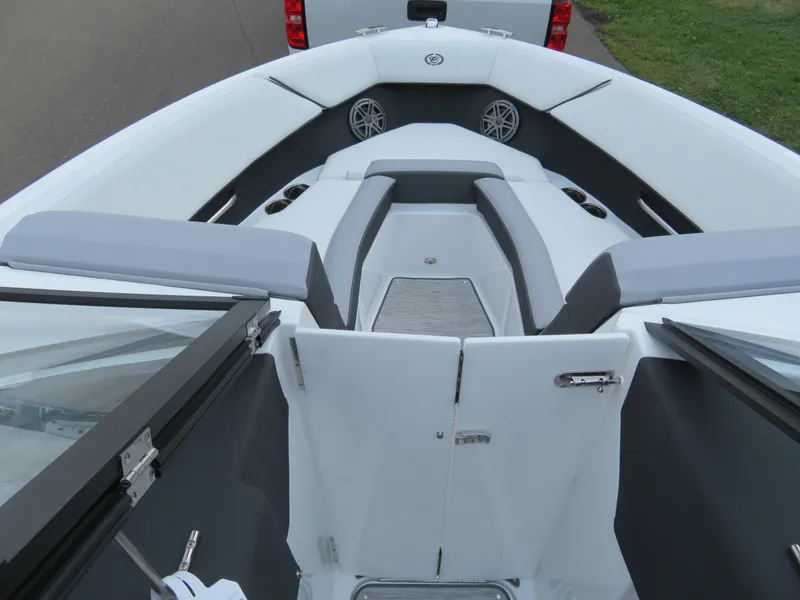Slide: The Image of 2025 Cobalt CS22 boat interior with sleek seating and modern design. - 18
