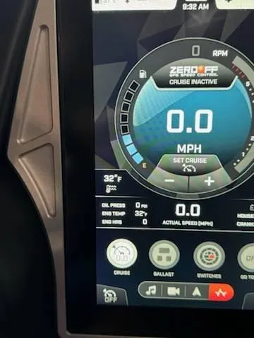 Slide: The Image of Dashboard display of 2022 Tigé 23ZE boat showing speed and engine metrics. - 26