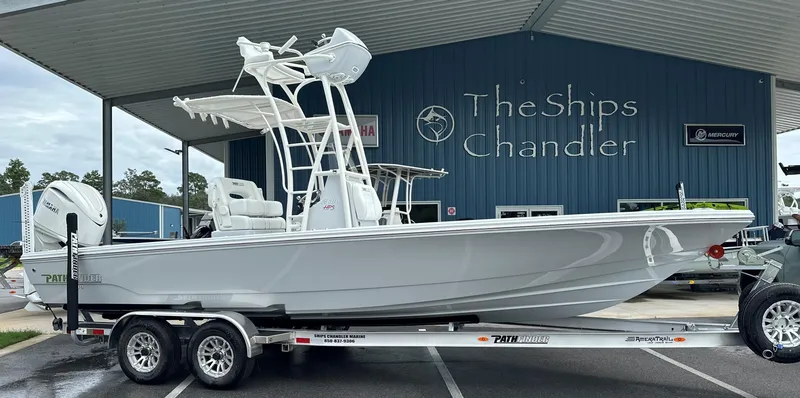 Slide: The Image of 2025 Pathfinder 2600 HPS boat on trailer at The Ships Chandler dealership. - 13