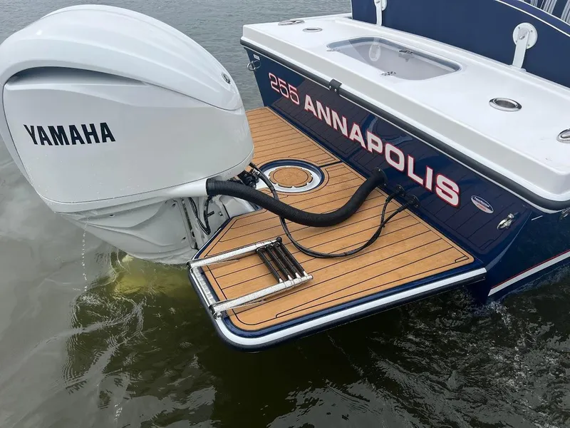 Slide: The Image of 2025 Steiger Craft 255 Annapolis boat with Yamaha engine on water. - 13