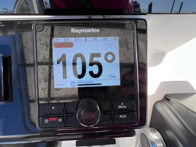 Slide: The Image of Raymarine navigation display showing 105 degrees on a Dakota 32 cc 2023 Suzuki Motors boat. - 12