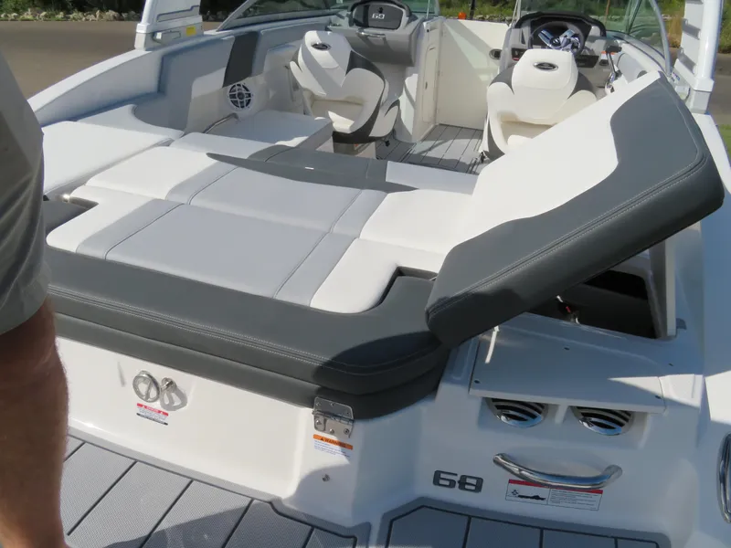 Slide: The Image of 2025 Chaparral 23 SSi boat interior with seating and controls. - 8