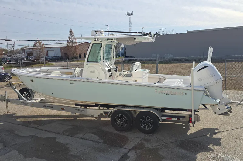 Slide: The Image of 2018 Everglades 273 Center Console boat on trailer. - 42