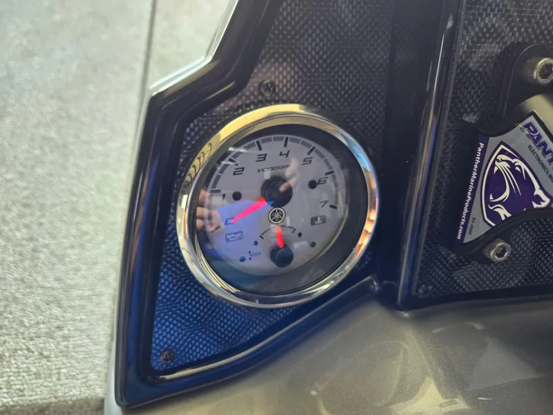 Slide: The Image of Dashboard gauge of 2025 G3 Sportsman 1810 PFX boat, showing RPM and speed. - 12