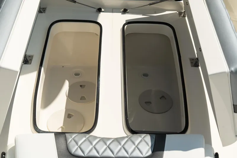 Slide: The Image of 2025 ShearWater 27 Carolina Open boat storage compartments. - 35