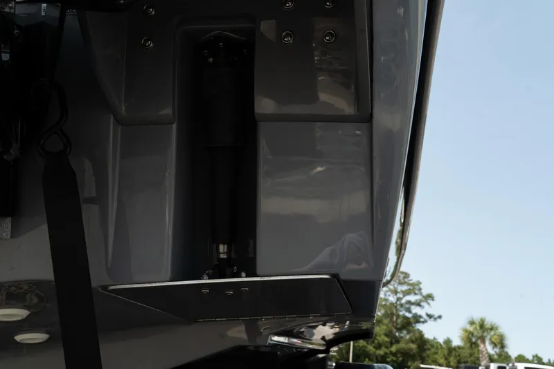 Slide: The Image of Close-up of 2025 ShearWater 27 Carolina Open boat hull detail. - 9