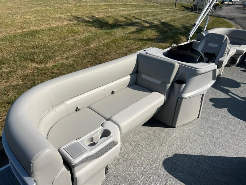 Slide: The Image of 2025 Godfrey Xperience 2286 SBX pontoon boat with sleek seating and modern design. - 8