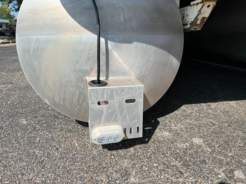 Slide: The Image of Close-up of Godfrey SWEETWATER 2286 MT 2025 pontoon detail with mounted component. - 4