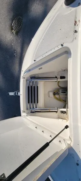 Slide: The Image of 2017 Sea Ray 220 SD boat ladder compartment, open view. - 10