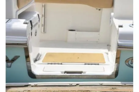 Slide: The Image of 2021 Key West 263FS boat interior with open transom door. - 5
