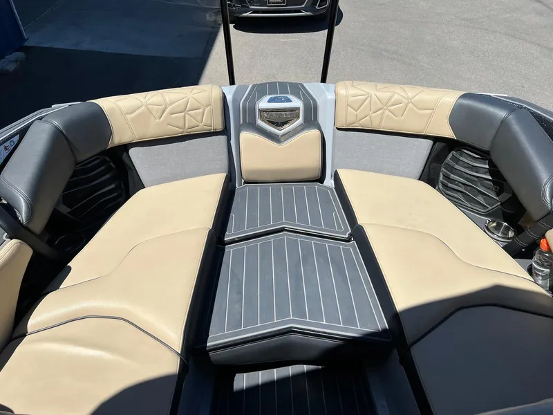 Slide: The Image of 2022 Nautique Super Air Nautique G23 Paragon interior with luxurious seating and modern design. - 18
