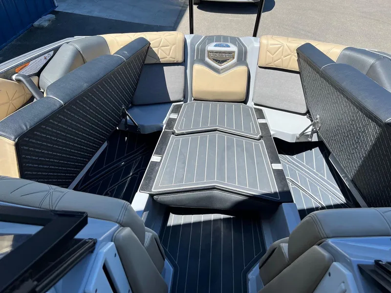 Slide: The Image of 2022 Nautique Super Air Nautique G23 Paragon interior with luxurious seating and sleek design. - 19