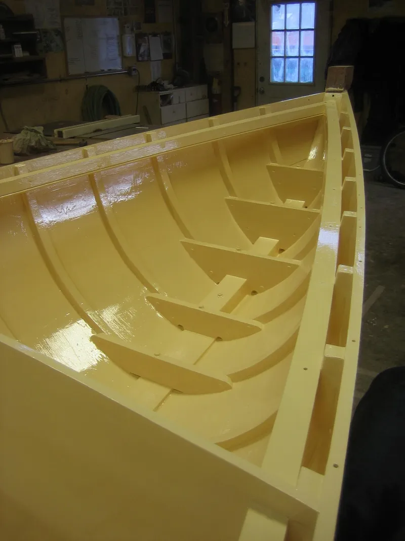 Slide: The Image of Interior view of a 2008 Herreshoff Full-Keel Buzzards Bay 15 boat under construction. - 23