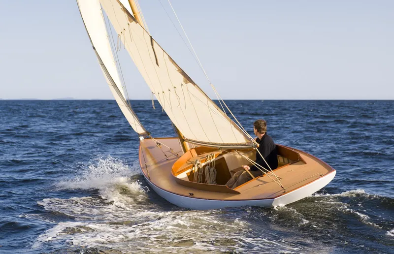 Slide: The Image of Sailing Herreshoff Full-Keel Buzzards Bay 15, 2008 model, on open sea. - 4