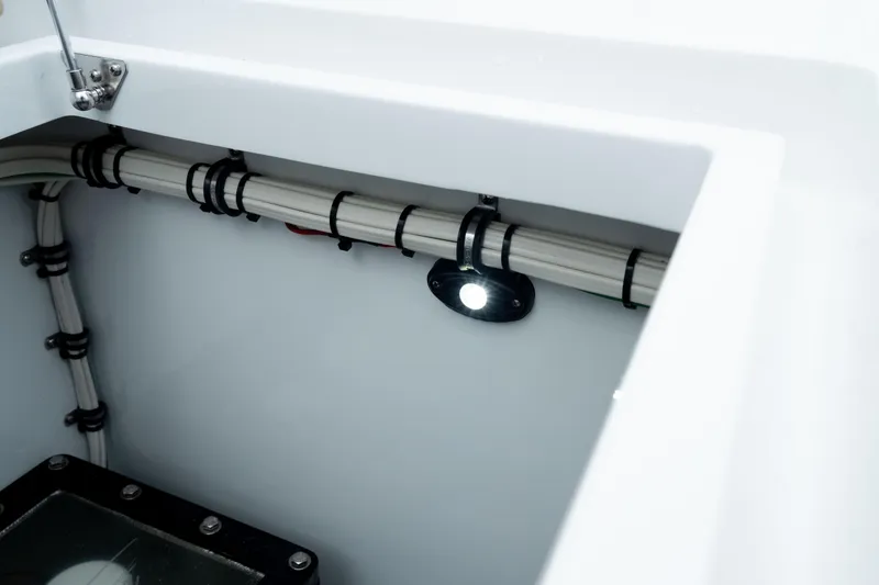 Slide: The Image of 2025 Front Runner 37 Catamaran interior wiring and lighting detail. - 13
