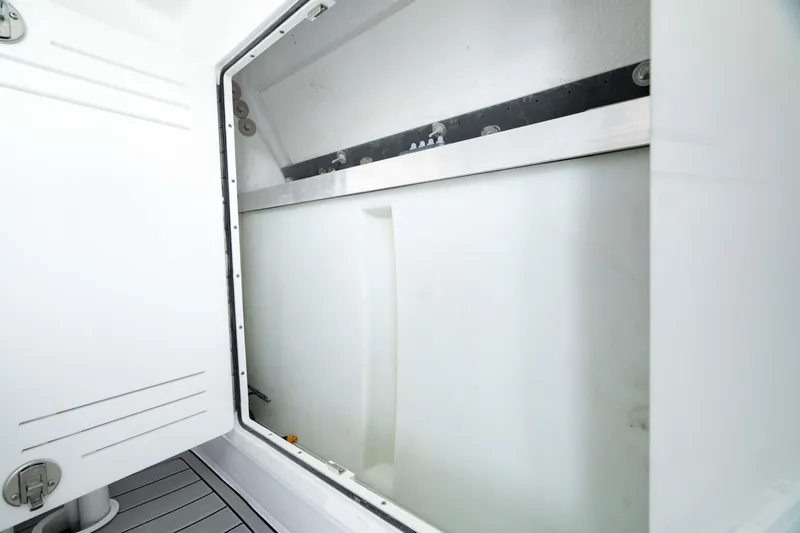 Slide: The Image of Storage compartment of 2025 Front Runner 37 Catamaran, featuring sleek design and spacious interior. - 34