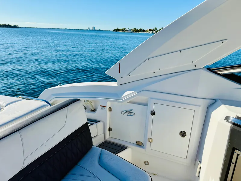 Slide: The Image of 2020 Monterey 328 SS boat interior with ocean view. - 48
