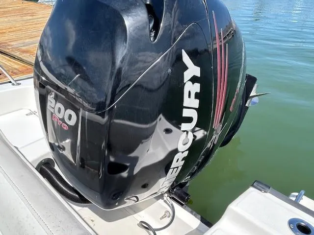 Slide: The Image of Mercury 200 Pro outboard motor on 2017 Boston Whaler 210 Montauk boat. - 10