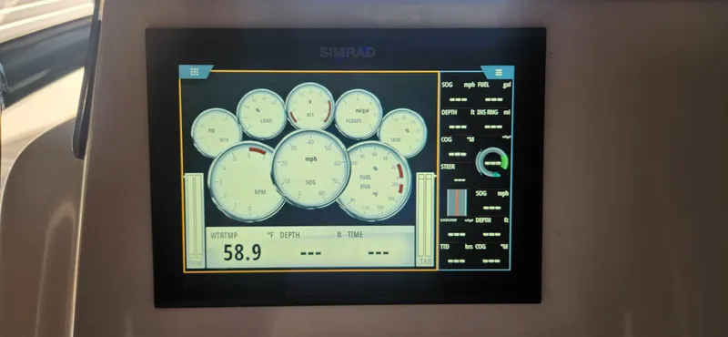 Slide: The Image of Display screen of 2019 Sea Fox 266 Commander showing speed and engine metrics. - 11