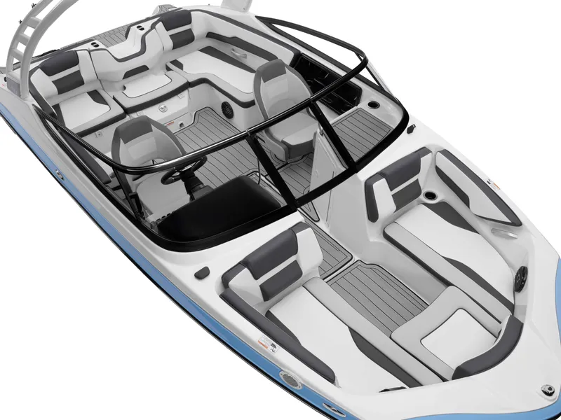Slide: The Image of 2025 Yamaha Boats 195S interior, featuring sleek seating and modern design. - 26