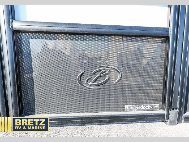 Slide: The Image of 2023 CORSA 23UC RV door with mesh panel and Bretz RV & Marine logo. - 12