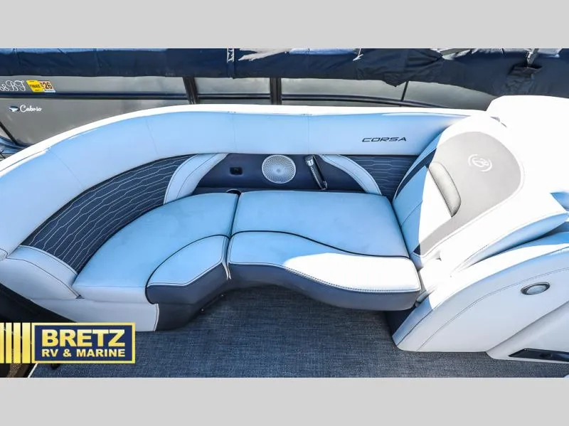 Slide: The Image of 2023 CORSA 23UC boat interior with plush seating, featured by Bretz RV & Marine. - 29