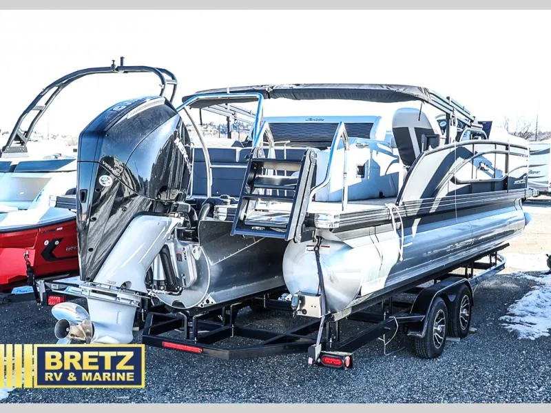 Slide: The Image of 2023 CORSA 23UC pontoon boat on trailer at Bretz RV & Marine dealership. - 5