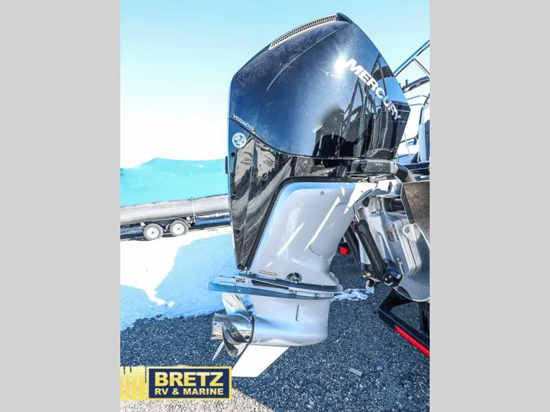 Slide: The Image of 2023 CORSA 23UC boat with Mercury Verado outboard motor, displayed at Bretz RV & Marine. - 8