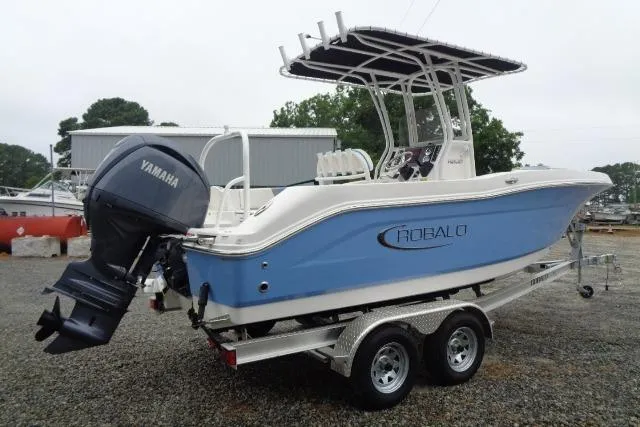 Slide: The Image of 2025 Robalo R200 Center Console boat on trailer with Yamaha outboard motor. - 16