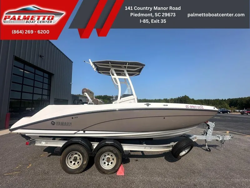 Slide: The Image of 2022 Yamaha Boats 210 FSH® SPORT on trailer at Palmetto Boat Center, Piedmont, SC. - 1