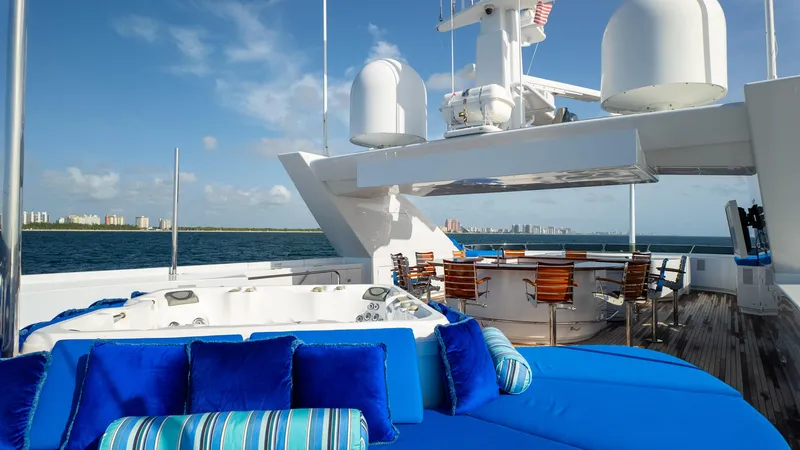 Slide: The Image of Luxurious 1998 Admiral Pilothouse yacht with spacious deck and ocean view. - 5