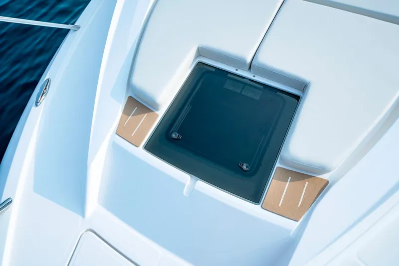 Slide: The Image of Tiara Yachts 48 LE 2025 deck detail with sleek design and modern features. - 10