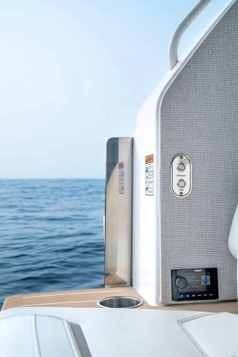 Slide: The Image of 2025 Tiara Yachts 48 LE interior detail with ocean view. - 24