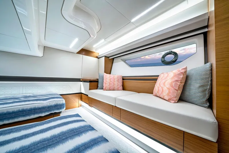 Slide: The Image of Luxurious interior of 2025 Tiara Yachts 48 LE with modern seating and stylish decor. - 46