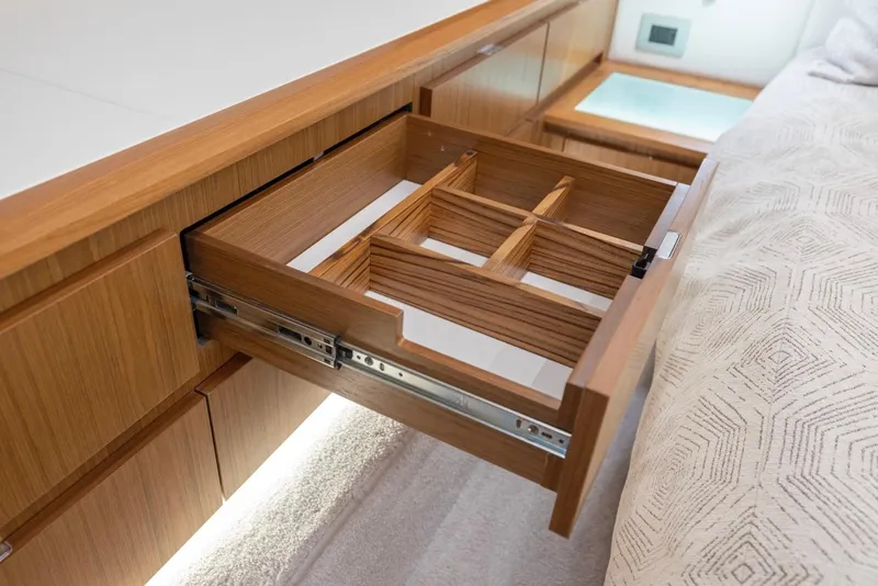 Slide: The Image of Luxury wooden drawer in 2025 Tiara Yachts EX 54 interior. - 46