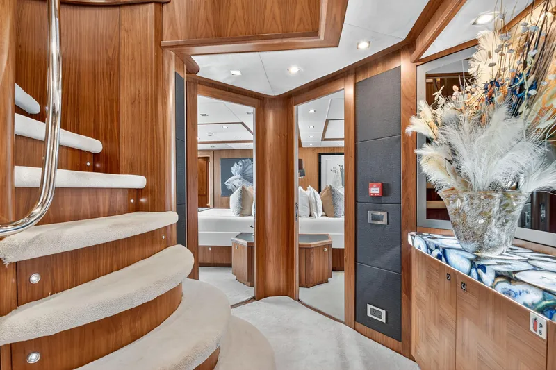 Slide: The Image of Luxurious interior of 2010 Sunseeker 40 Metre Yacht with elegant wood and plush decor. - 19