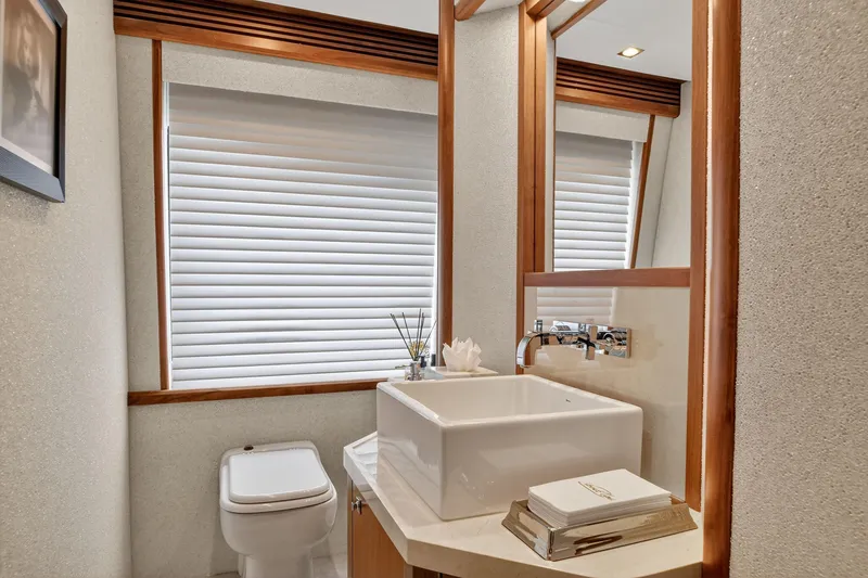 Slide: The Image of Luxurious bathroom on 2010 Sunseeker 40 Metre Yacht with modern fixtures and elegant design. - 32