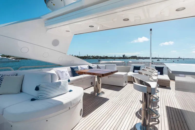 Slide: The Image of Luxurious Sunseeker 40 Metre Yacht 2010 with elegant deck seating and ocean view. - 37