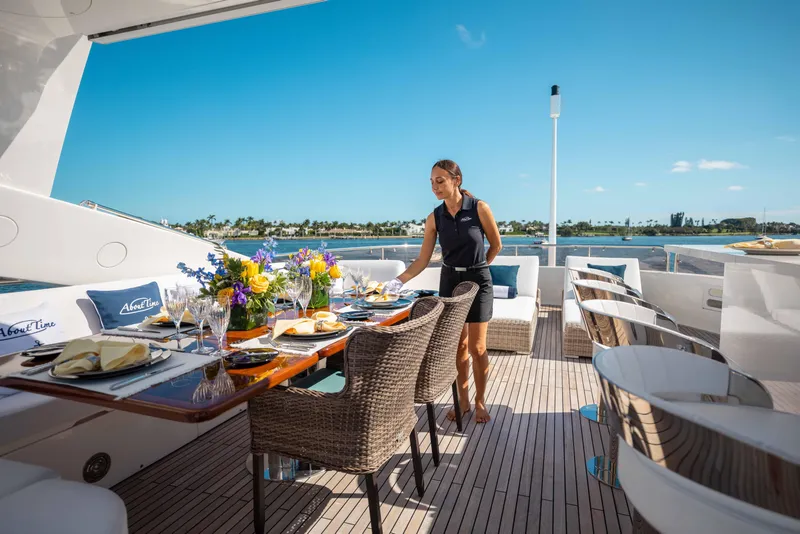 Slide: The Image of Luxury dining setup on 2010 Sunseeker 40 Metre Yacht with ocean view. - 38