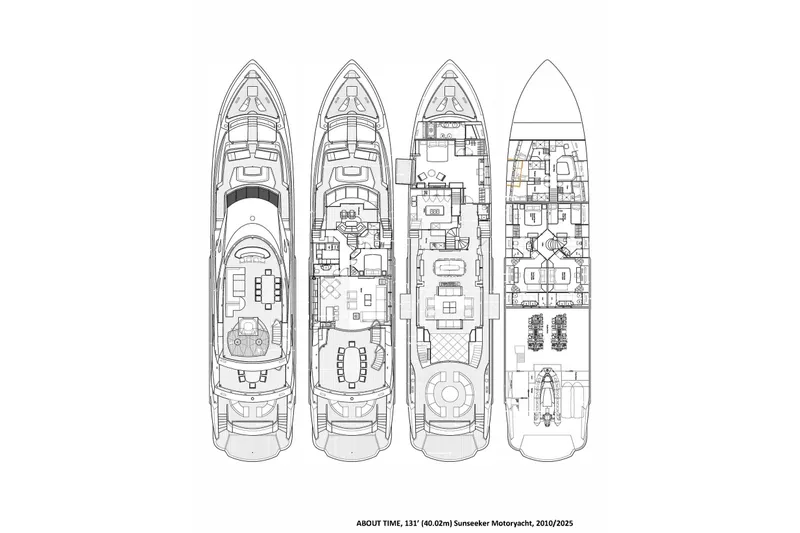 Slide: The Image of Blueprint of 2010 Sunseeker 40 Metre Yacht, showcasing detailed deck layouts. - 49