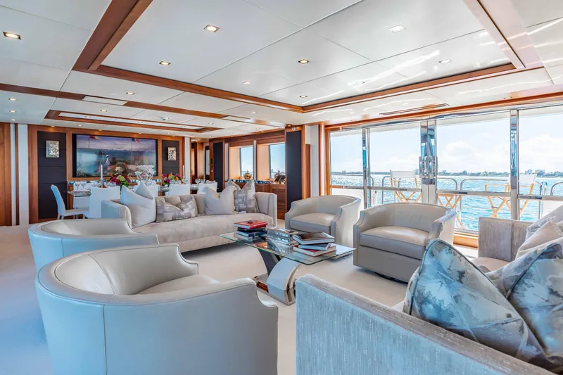 Slide: The Image of Luxurious interior of 2010 Sunseeker 40 Metre Yacht with elegant seating and ocean views. - 7