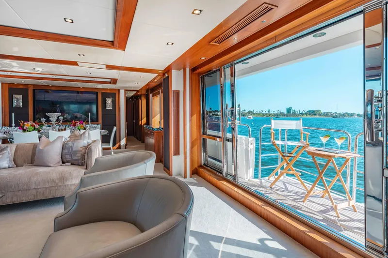 Slide: The Image of Luxurious interior of 2010 Sunseeker 40 Metre Yacht with ocean view and elegant seating. - 9