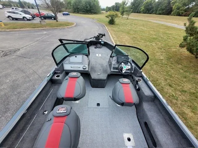 Slide: The Image of 2024 Ranger VS1782SC Angler boat interior with seating and steering console. - 4