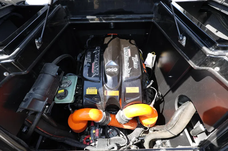 Slide: The Image of 2021 Tigé 23ZX engine compartment with Indmar 6.2L Raptor 400 engine. - 22
