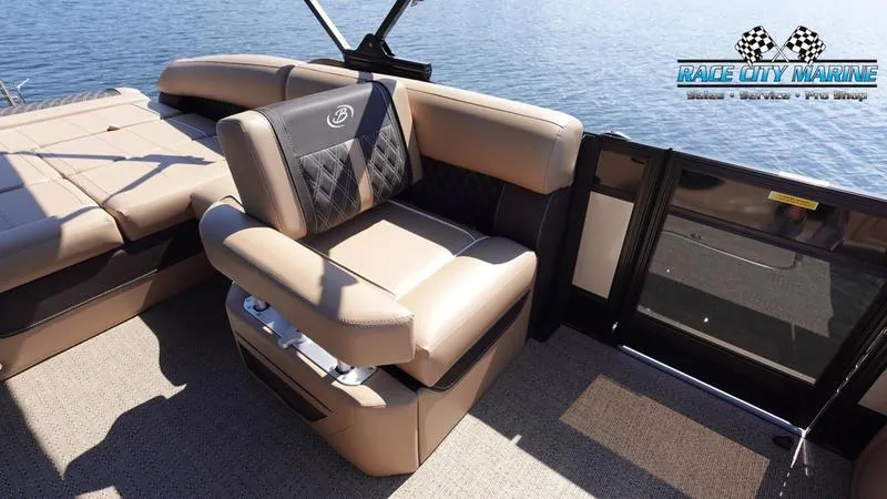 Slide: The Image of Luxurious seating on 2025 Barletta L23U pontoon boat by Race City Marine. - 23