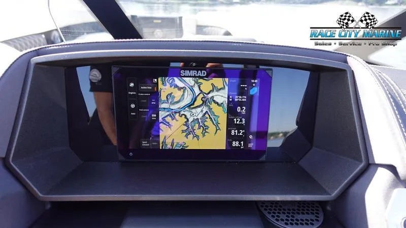 Slide: The Image of Simrad navigation display on 2025 Barletta L25UCAT boat dashboard. - 33