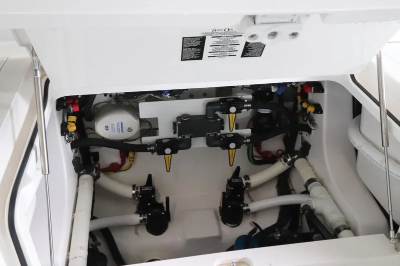 Slide: The Image of 2025 Valhalla Boatworks V-29 Hybrid engine compartment with detailed mechanical components. - 18