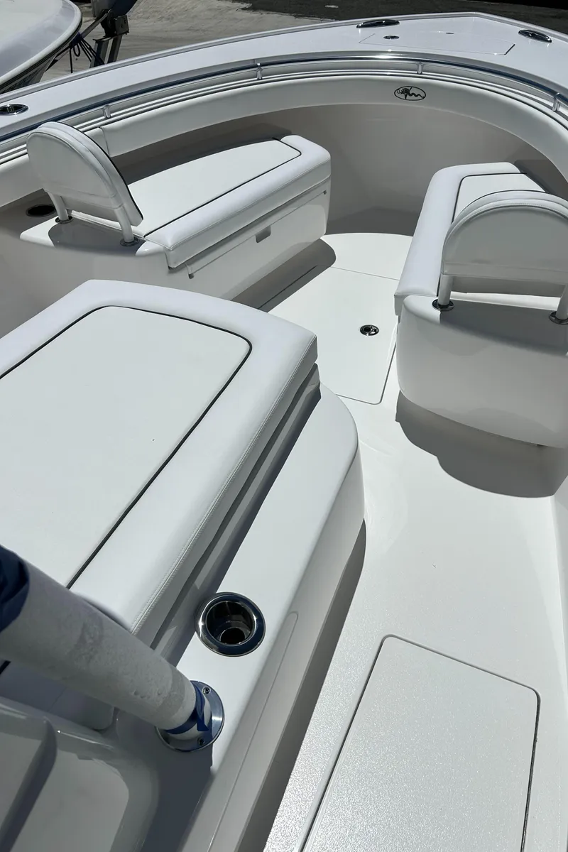 Slide: The Image of 2025 Valhalla Boatworks V-29 Hybrid interior with sleek seating and modern design. - 4